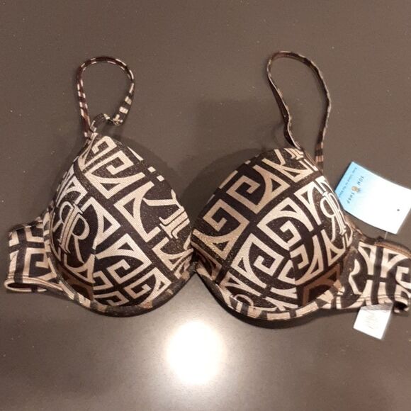 River Island Brown Patterned Bikini Bra Top - Picture 1 of 6